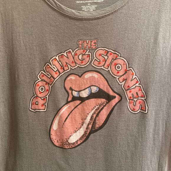 Rolling Stones T shirt with Red Crystals - Size Women's XL - Picture 3 of 10